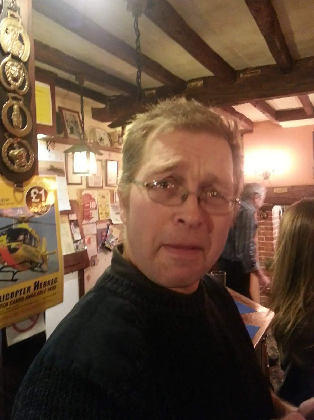 Marc looks puzzled in The Swan, from Cameraphone Randomness and a Thornham Walk, Suffolk - 14th December 2014