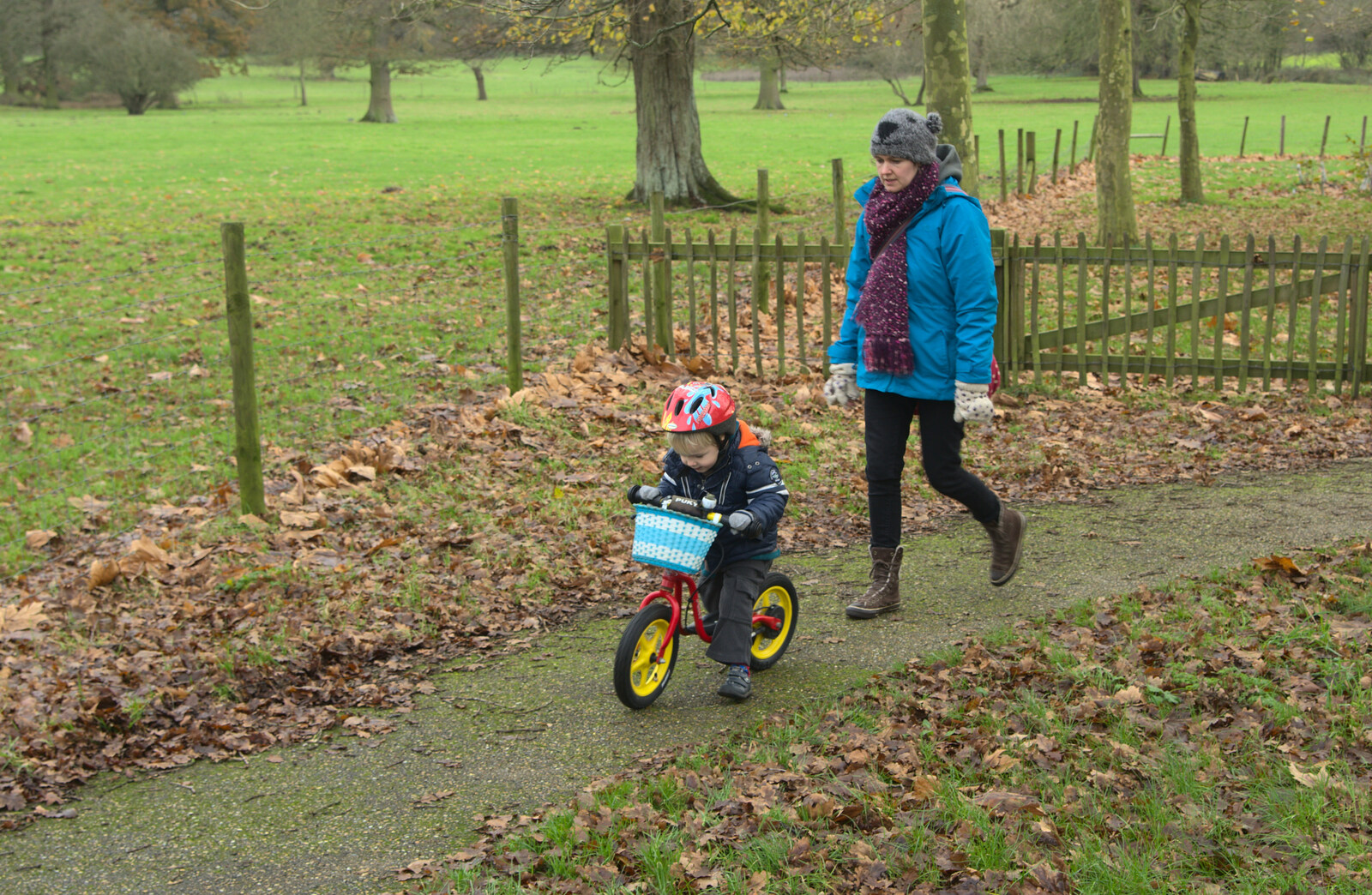 Harry's on his balance bike at Thornham from Cameraphone Randomness and a Thornham Walk, Suffolk - 14th December 2014