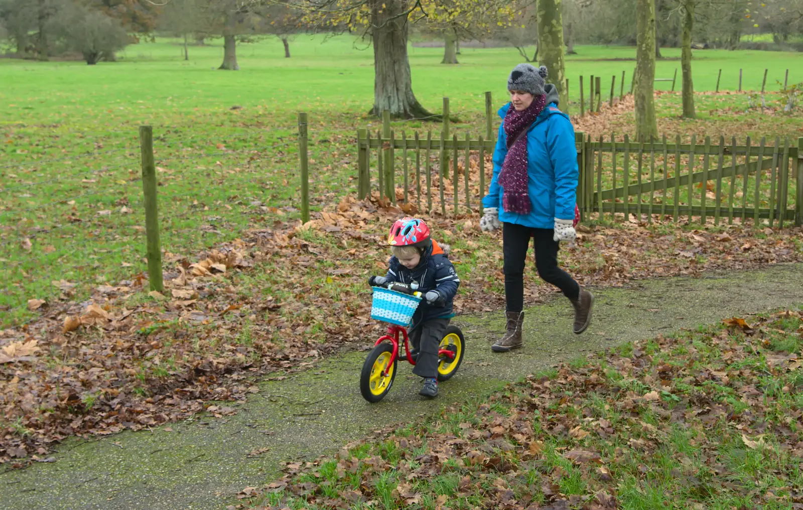 Harry's on his balance bike at Thornham, from Cameraphone Randomness and a Thornham Walk, Suffolk - 14th December 2014