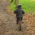 Fred cycles off, Cameraphone Randomness and a Thornham Walk, Suffolk - 14th December 2014