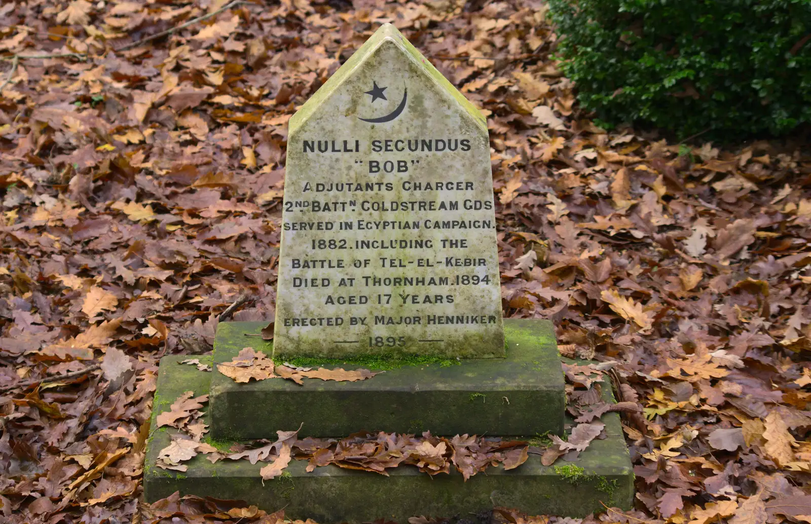 The grave of second-to-none Adjutant's horse 'Bob', from Cameraphone Randomness and a Thornham Walk, Suffolk - 14th December 2014