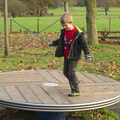 Fred spins round on a roundabout, Cameraphone Randomness and a Thornham Walk, Suffolk - 14th December 2014