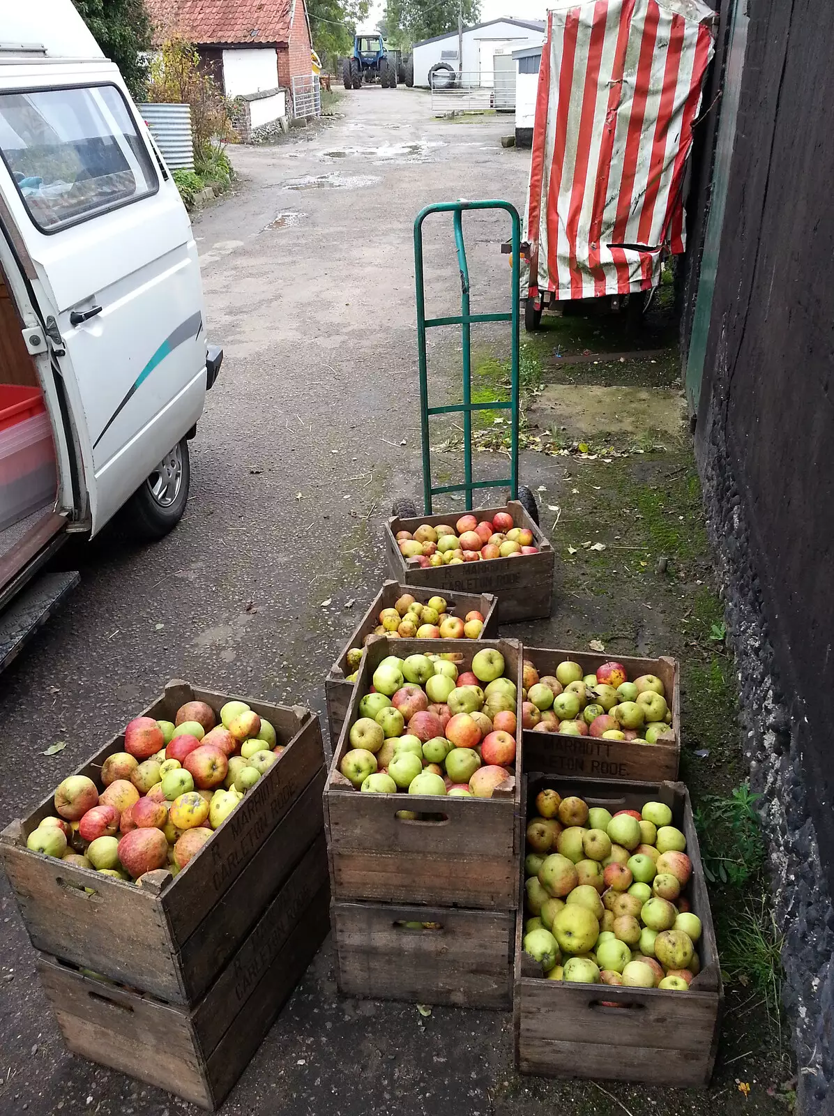 The apple harvest is dropped off at Trevor's place, from Cameraphone Randomness and a Thornham Walk, Suffolk - 14th December 2014