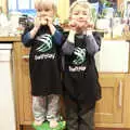 Harry and Fred model free SwiftKey teeshirts, Cameraphone Randomness and a Thornham Walk, Suffolk - 14th December 2014