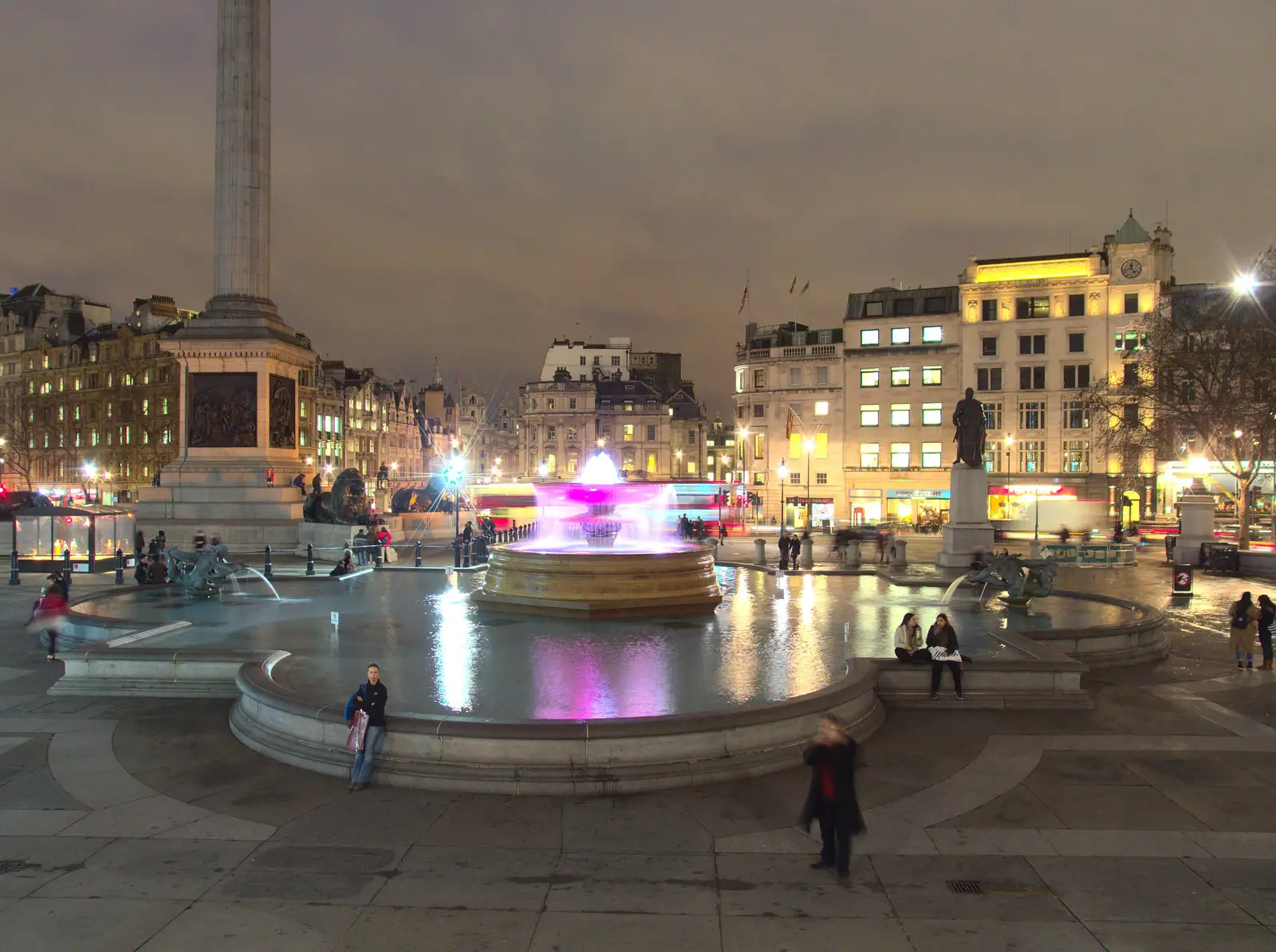 The fountains of Trafalgar Square, from SwiftKey Innovation Nights, Westminster, London - 19th December 2014