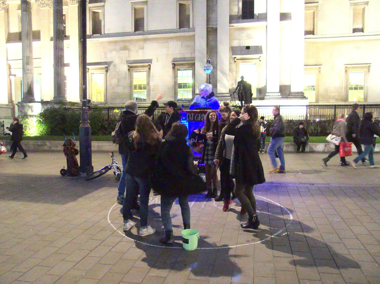 Tourists do some crazy dancing to a mobile DJ, from SwiftKey Innovation Nights, Westminster, London - 19th December 2014