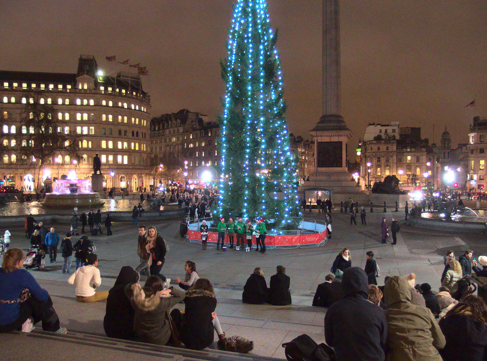 There's a little choir by the Christmas tree from SwiftKey Innovation Nights, Westminster, London - 19th December 2014