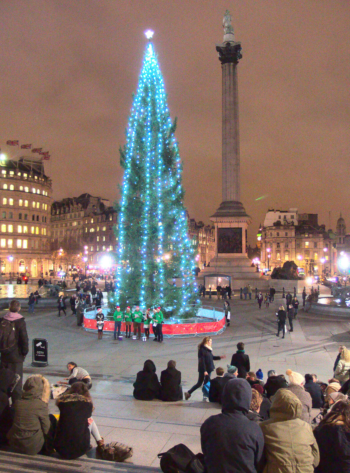 The Norwegian Christmas tree and Nelson's Column from SwiftKey Innovation Nights, Westminster, London - 19th December 2014