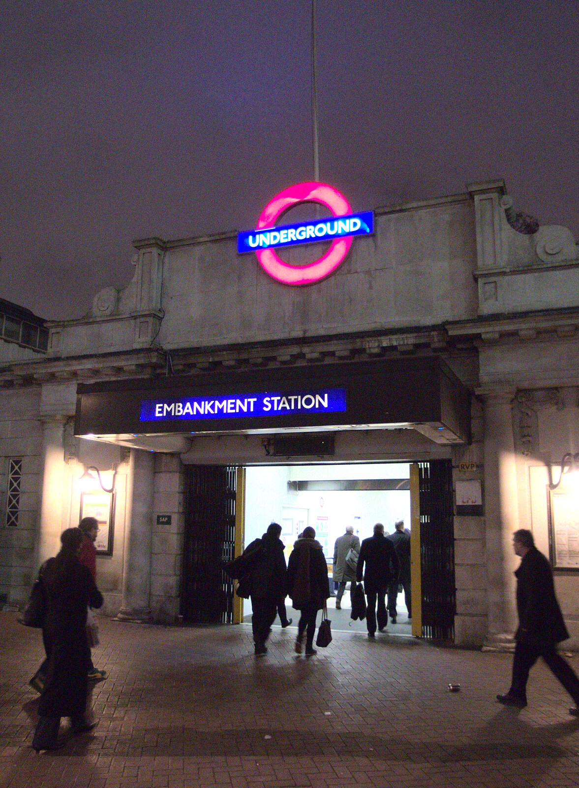 Embankment underground station from SwiftKey Innovation Nights, Westminster, London - 19th December 2014