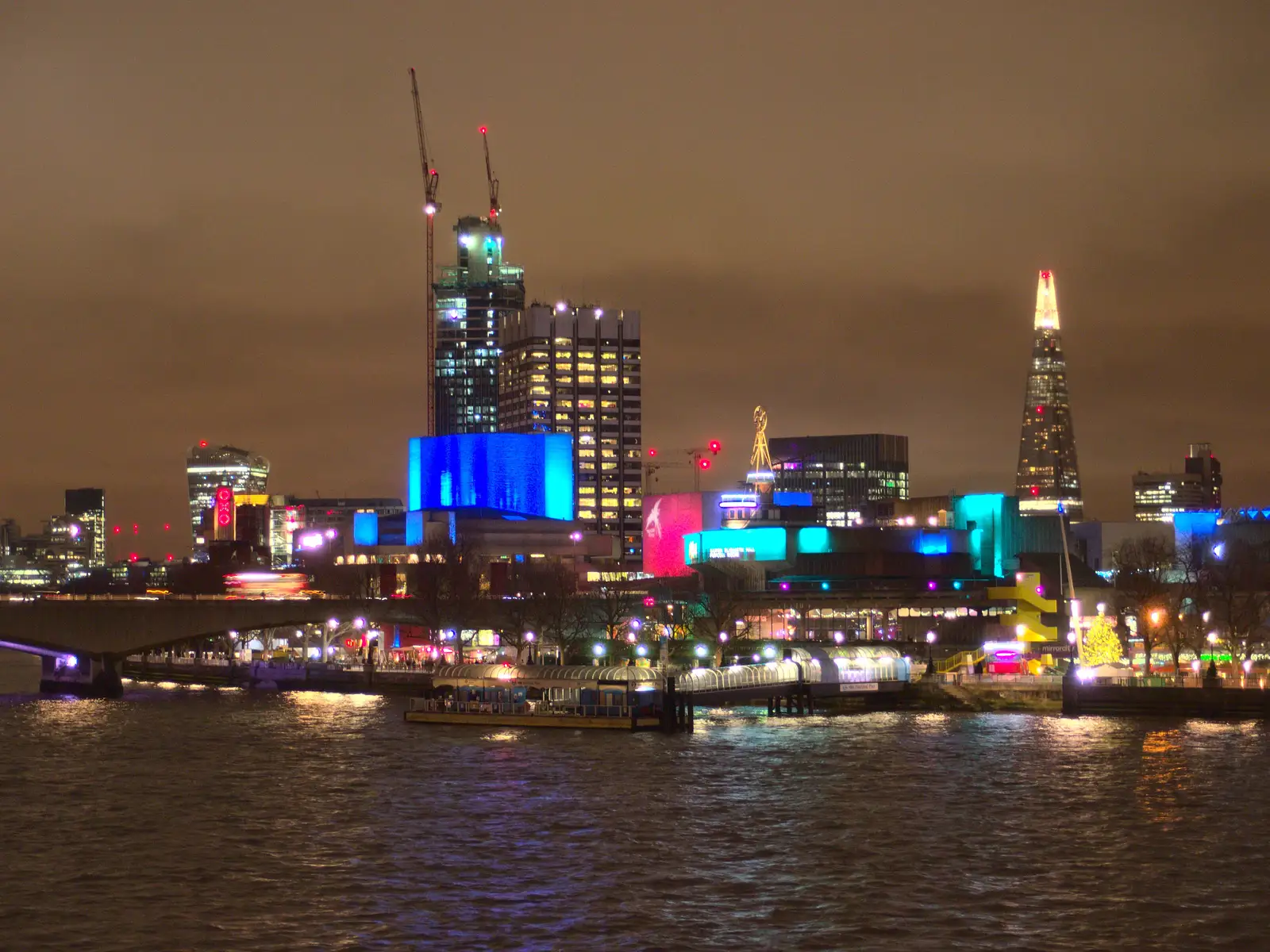 The Shard, Royal Festival Hall and the South Bank, from SwiftKey Innovation Nights, Westminster, London - 19th December 2014