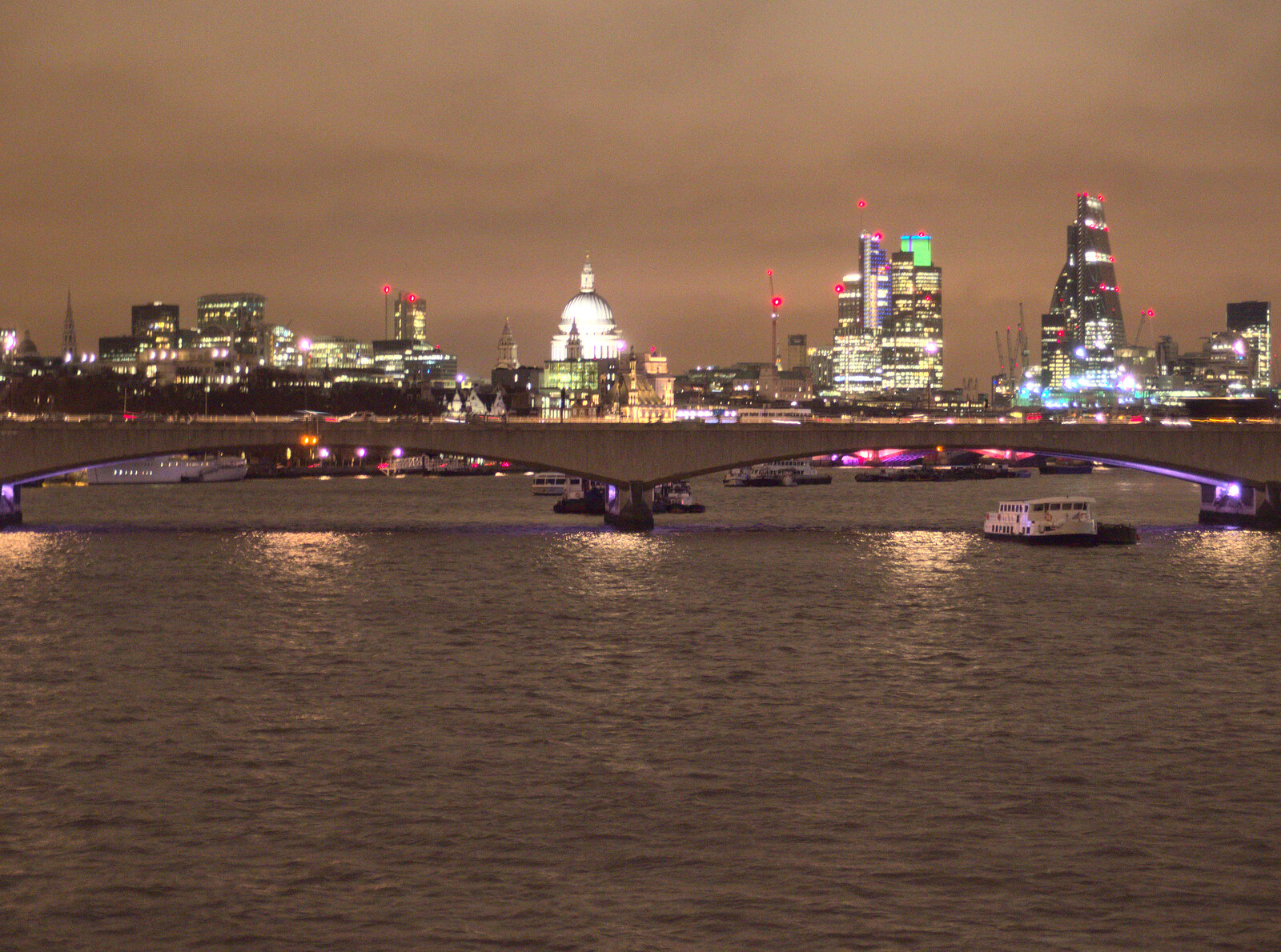 Waterloo Bridge and beyond, to the City of London from SwiftKey Innovation Nights, Westminster, London - 19th December 2014