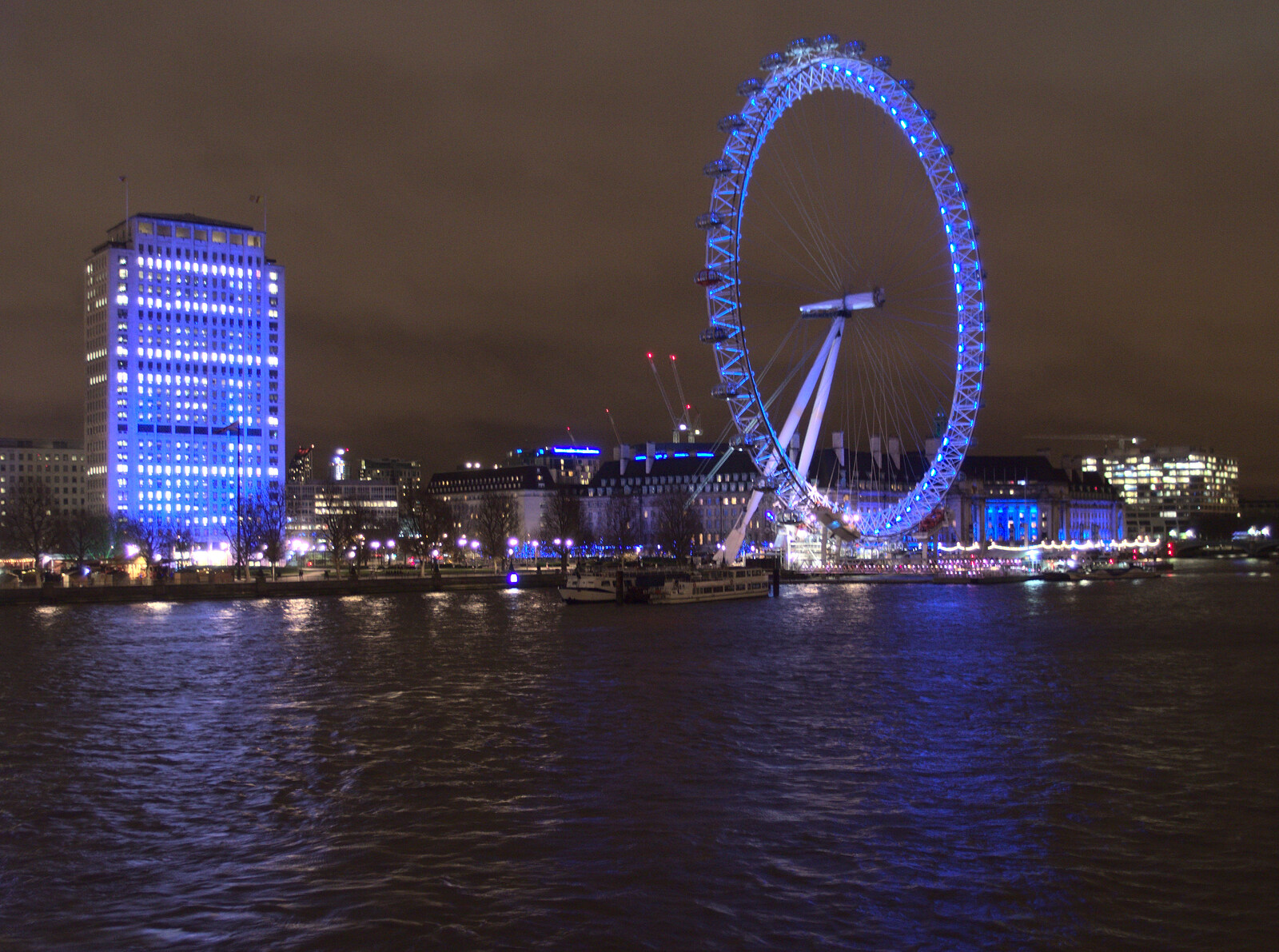 The London Eye, all in blue from SwiftKey Innovation Nights, Westminster, London - 19th December 2014