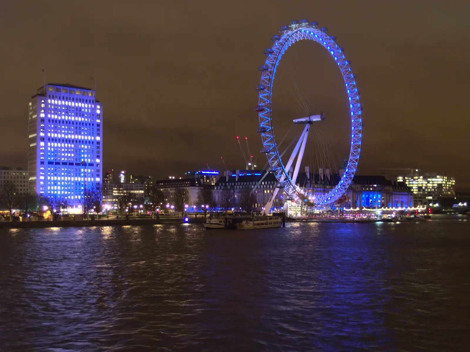 The London Eye, all in blue, from SwiftKey Innovation Nights, Westminster, London - 19th December 2014