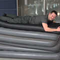 Joe piles on to a heap of air beds, SwiftKey Innovation Nights, Westminster, London - 19th December 2014