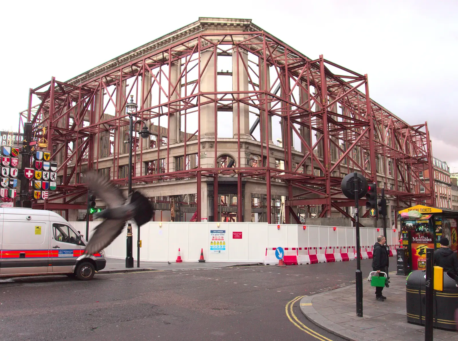 An old building is gutted in Leicester Square, from SwiftKey Innovation Nights, Westminster, London - 19th December 2014