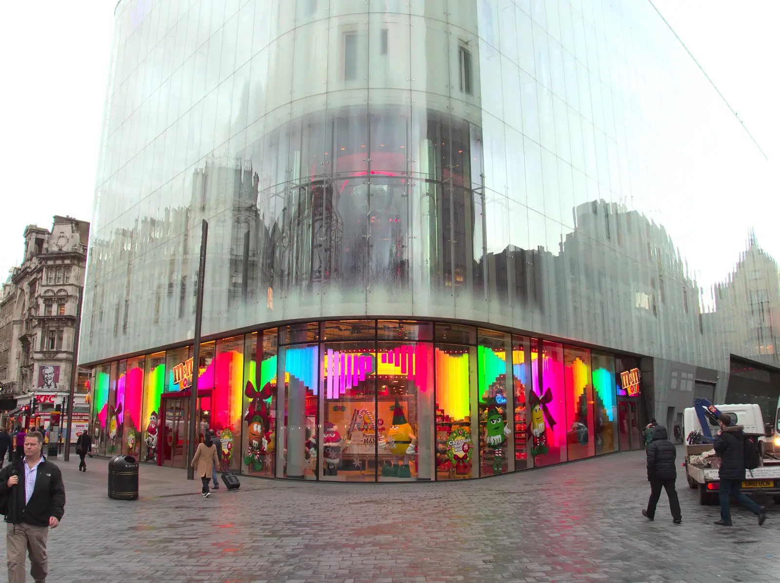 A funky illuminated building, from SwiftKey Innovation Nights, Westminster, London - 19th December 2014