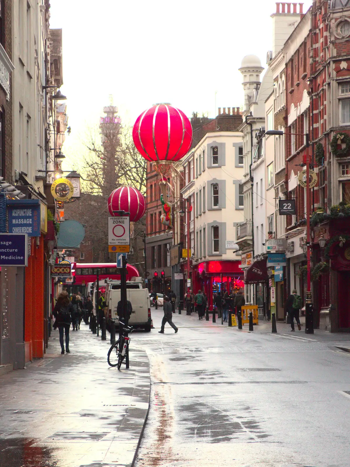 Huge lanterns over a street, from SwiftKey Innovation Nights, Westminster, London - 19th December 2014