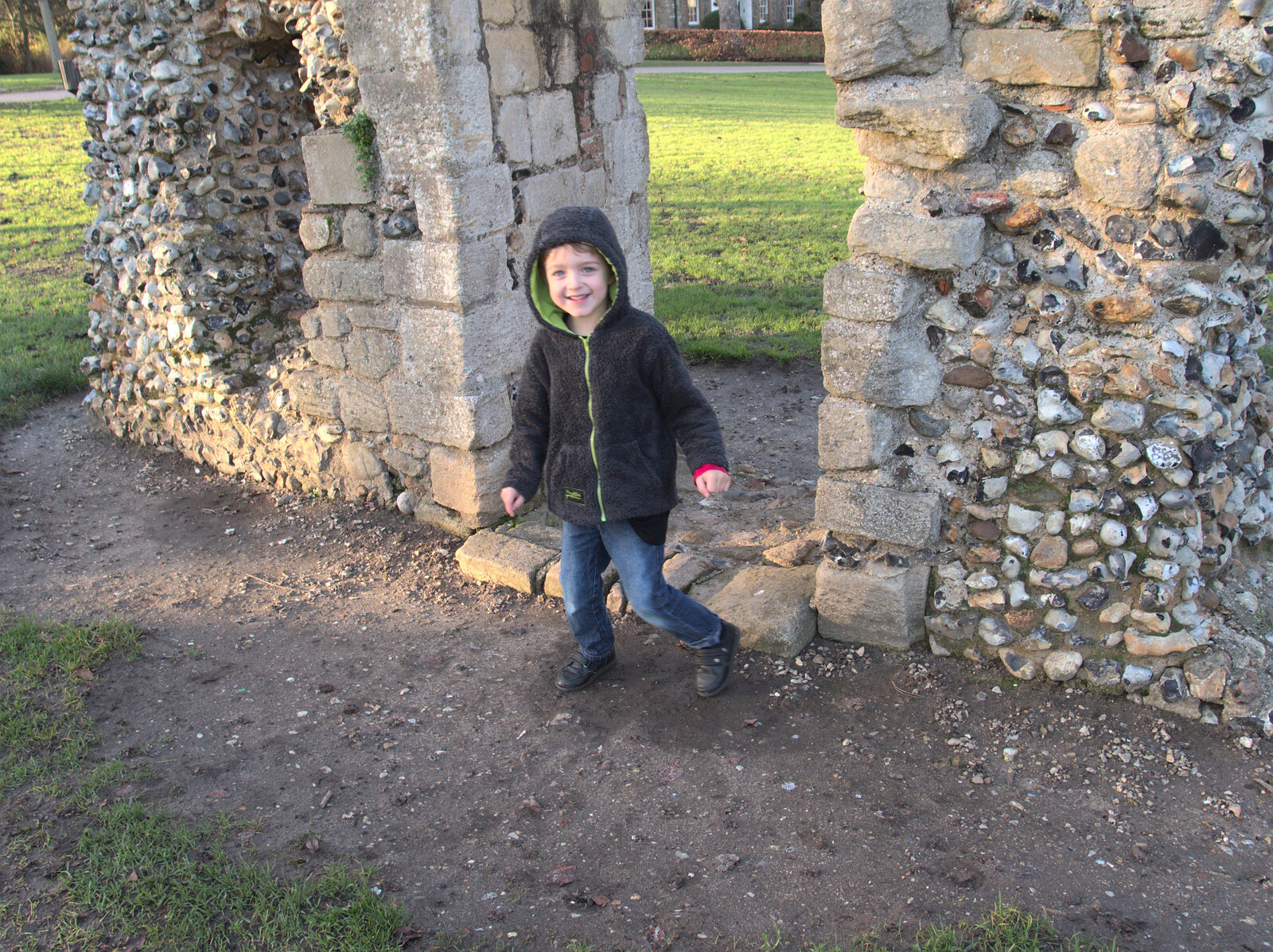 Fred jumps through a doorway from A Trip to Abbey Gardens, Bury St. Edmunds, Suffolk - 20th December 2014