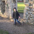 Fred jumps through a doorway, A Trip to Abbey Gardens, Bury St. Edmunds, Suffolk - 20th December 2014