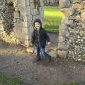 Fred jumps through a doorway, A Trip to Abbey Gardens, Bury St. Edmunds, Suffolk - 20th December 2014