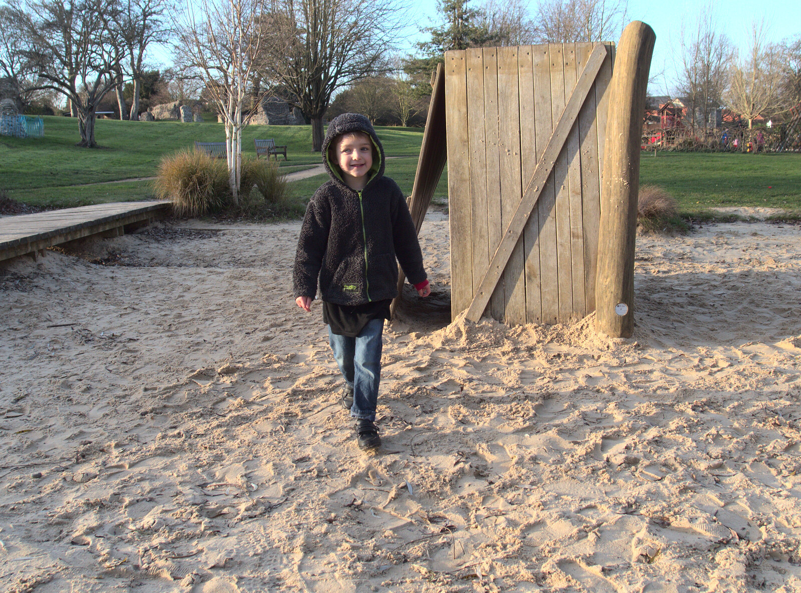 Fred on the sandpit from A Trip to Abbey Gardens, Bury St. Edmunds, Suffolk - 20th December 2014