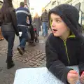 We stop for a sausage near the market, A Trip to Abbey Gardens, Bury St. Edmunds, Suffolk - 20th December 2014