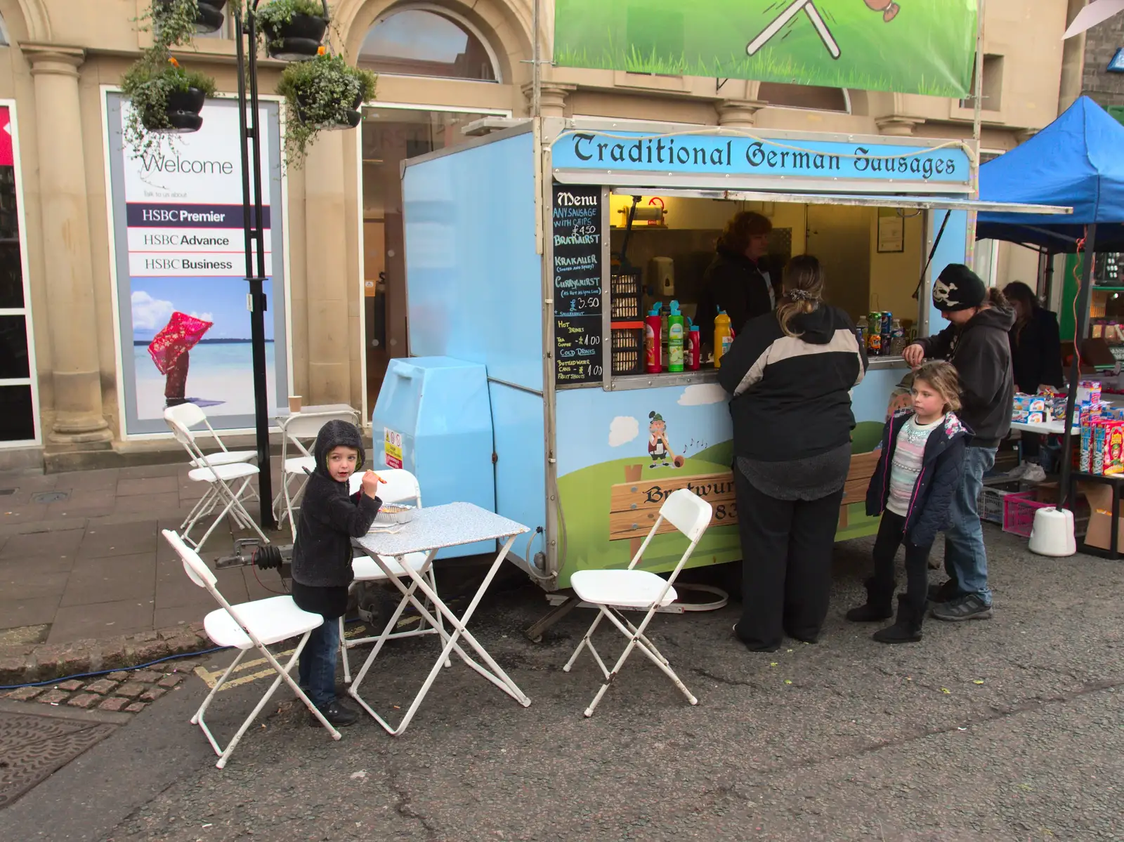 Lunch at the German sausage van, from A Trip to Abbey Gardens, Bury St. Edmunds, Suffolk - 20th December 2014