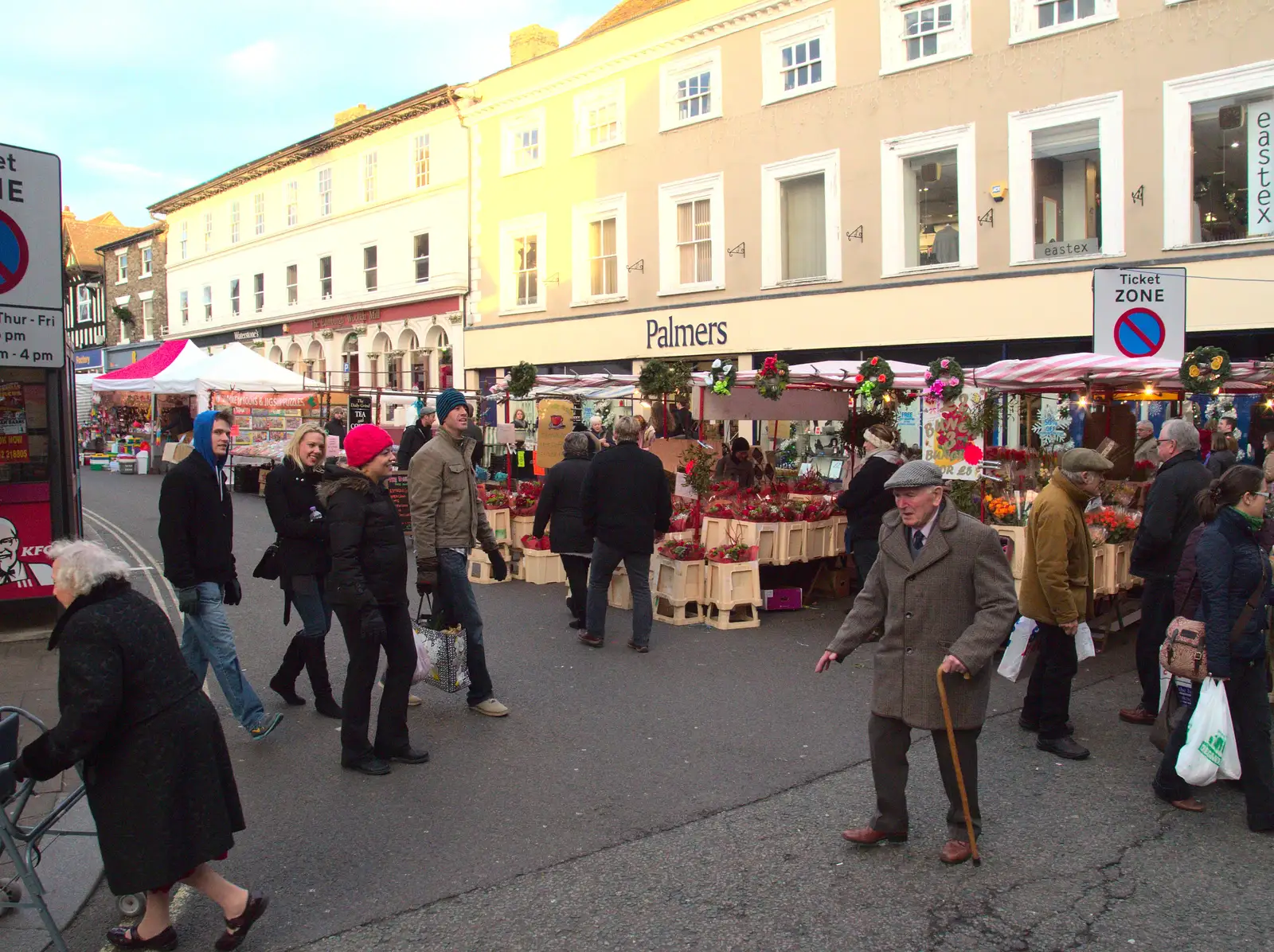 Street market outside Palmers, from A Trip to Abbey Gardens, Bury St. Edmunds, Suffolk - 20th December 2014