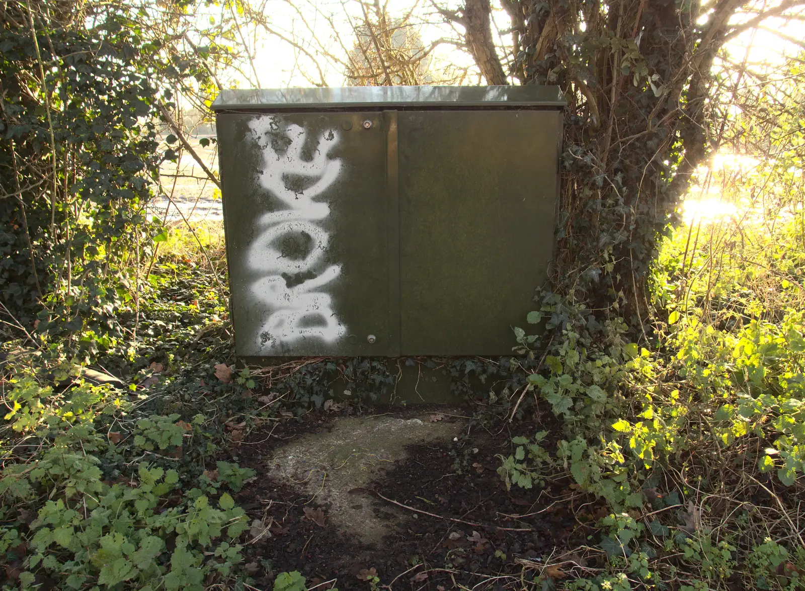 Someone's painted Broke on the phone cabinet, from Christmas Day at the Swan Inn, Brome, Suffolk - 25th December 2014