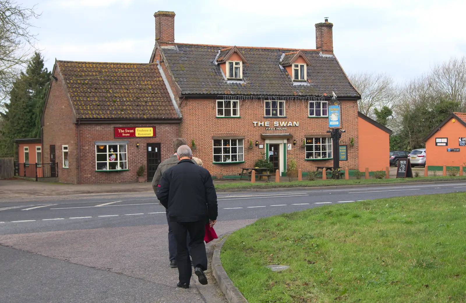 Walking to the pub for a Christmas beer, from Christmas Day at the Swan Inn, Brome, Suffolk - 25th December 2014