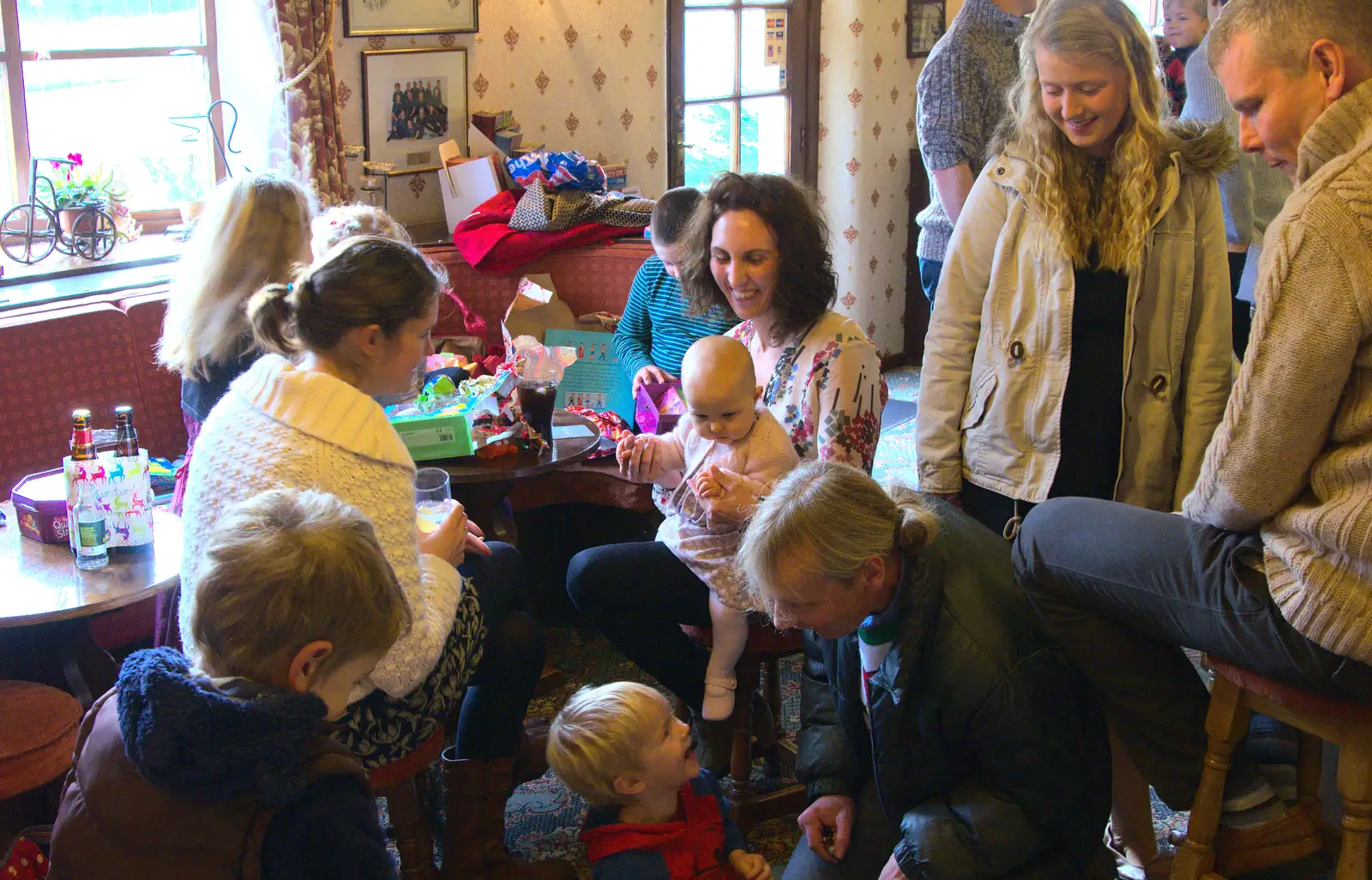 A pub full of people, from Christmas Day at the Swan Inn, Brome, Suffolk - 25th December 2014