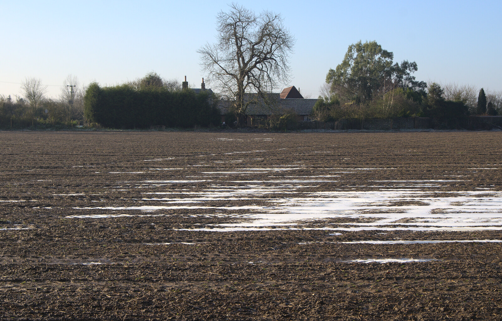 There's some ice on the side field from Christmas Day at the Swan Inn, Brome, Suffolk - 25th December 2014