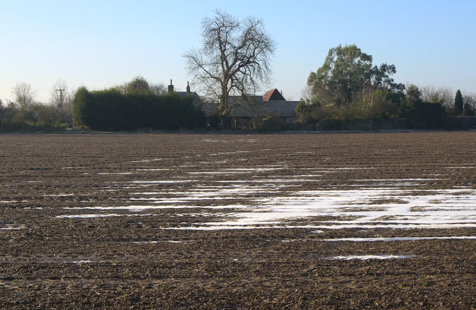 There's some ice on the side field, from Christmas Day at the Swan Inn, Brome, Suffolk - 25th December 2014