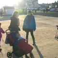 Isobel bumps in to someone she knows, Sunset on the Beach, Southwold, Suffolk - 30th December 2014