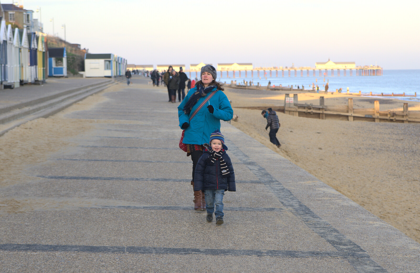 Isobel and Harry from Sunset on the Beach, Southwold, Suffolk - 30th December 2014