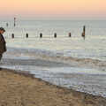An old couple on the beach, Sunset on the Beach, Southwold, Suffolk - 30th December 2014