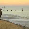 An old couple on the beach, Sunset on the Beach, Southwold, Suffolk - 30th December 2014