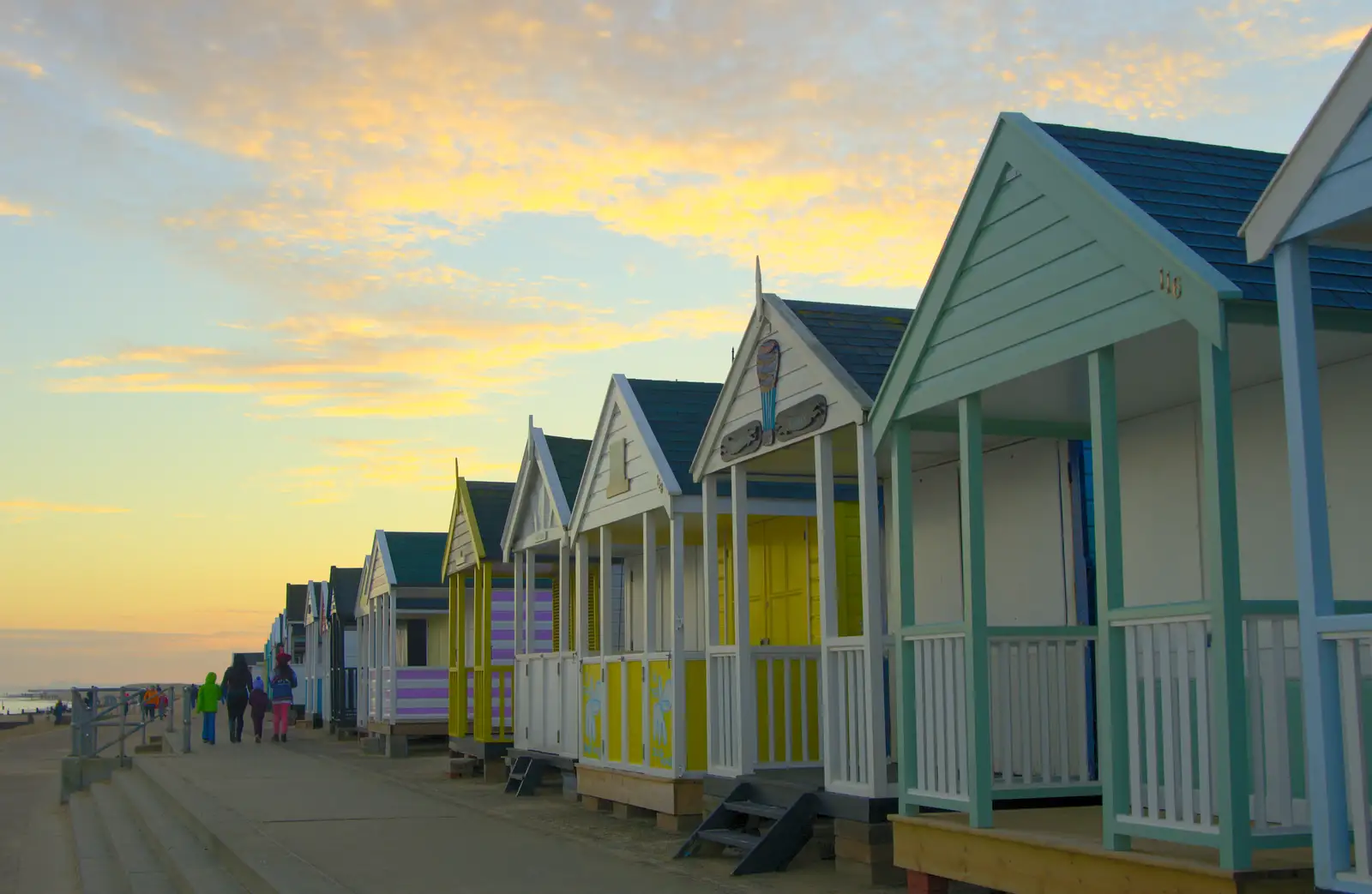 Sunset beach huts, from Sunset on the Beach, Southwold, Suffolk - 30th December 2014