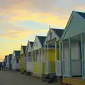 Sunset beach huts, Sunset on the Beach, Southwold, Suffolk - 30th December 2014