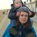 Harry gets a piggy back, Sunset on the Beach, Southwold, Suffolk - 30th December 2014