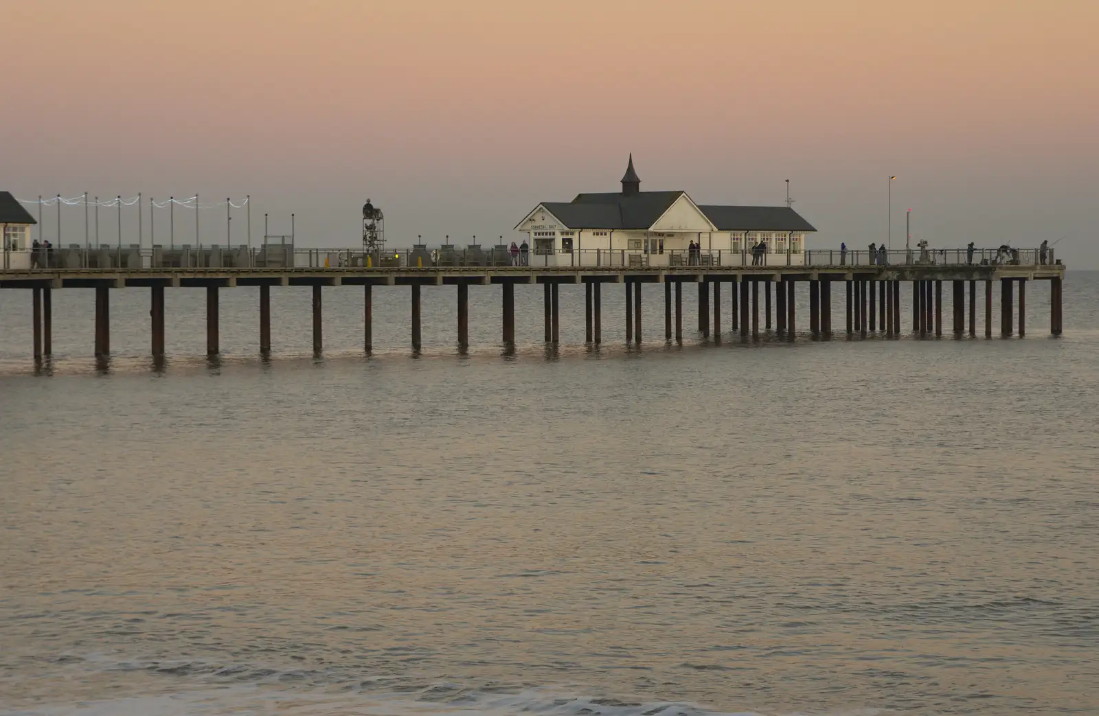 The pier in the dusk, from Sunset on the Beach, Southwold, Suffolk - 30th December 2014