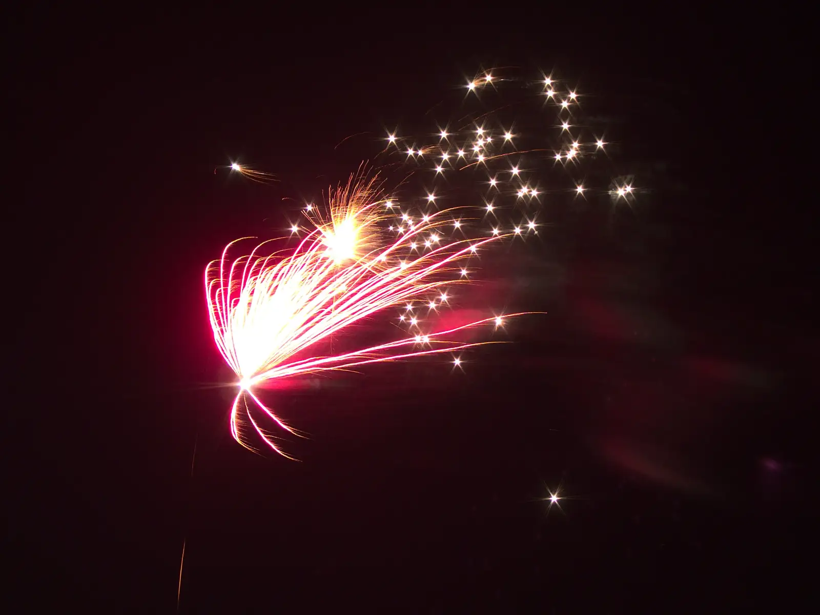 Midnight sparkly fireworks, from New Year's Eve at the Oaksmere, Brome, Suffolk - 31st December 2014