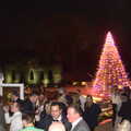 Crowds outside, and the Christmas tree, New Year's Eve at the Oaksmere, Brome, Suffolk - 31st December 2014