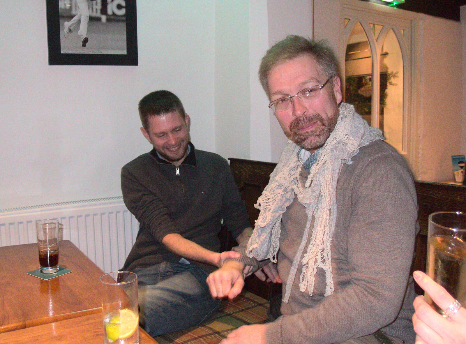 Phil holds on to Marc, to stop him from farting from New Year's Eve at the Oaksmere, Brome, Suffolk - 31st December 2014