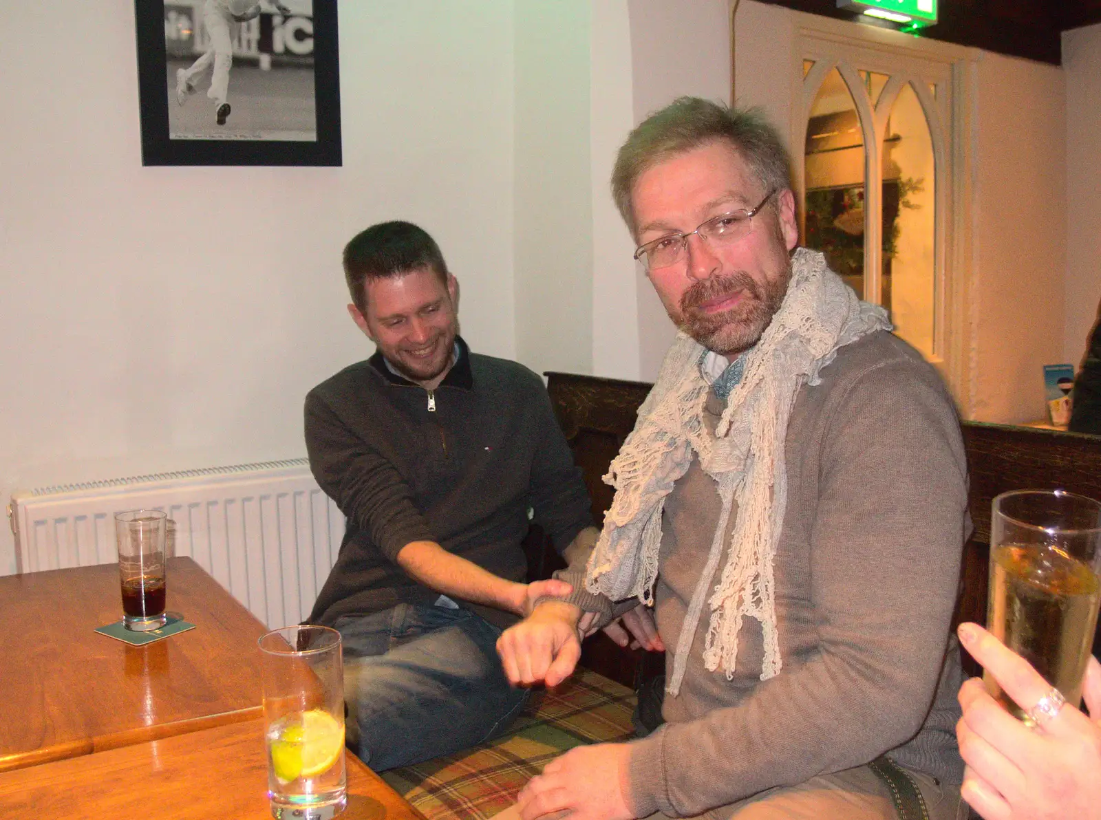 Phil holds on to Marc, to stop him from farting, from New Year's Eve at the Oaksmere, Brome, Suffolk - 31st December 2014