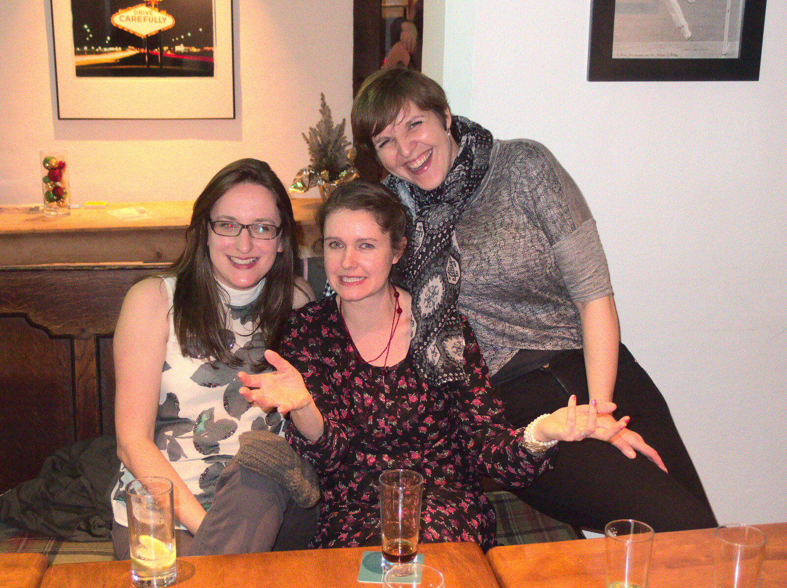 Suey, Isobel and Sarah from New Year's Eve at the Oaksmere, Brome, Suffolk - 31st December 2014