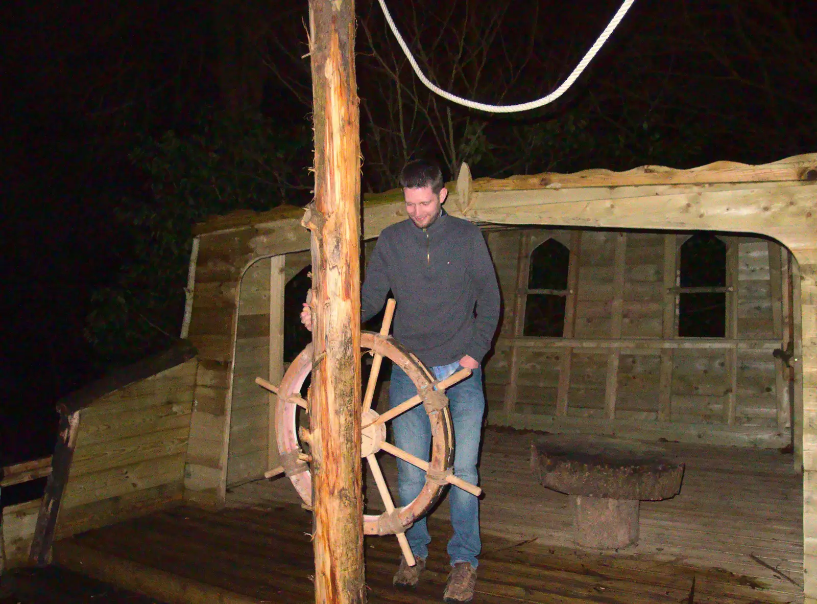 Phil does some steering, from New Year's Eve at the Oaksmere, Brome, Suffolk - 31st December 2014