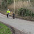 Isobel and Fred cycle down Brome Street, The BBs do a Recording, Hethel, Norfolk - 18th January 2015