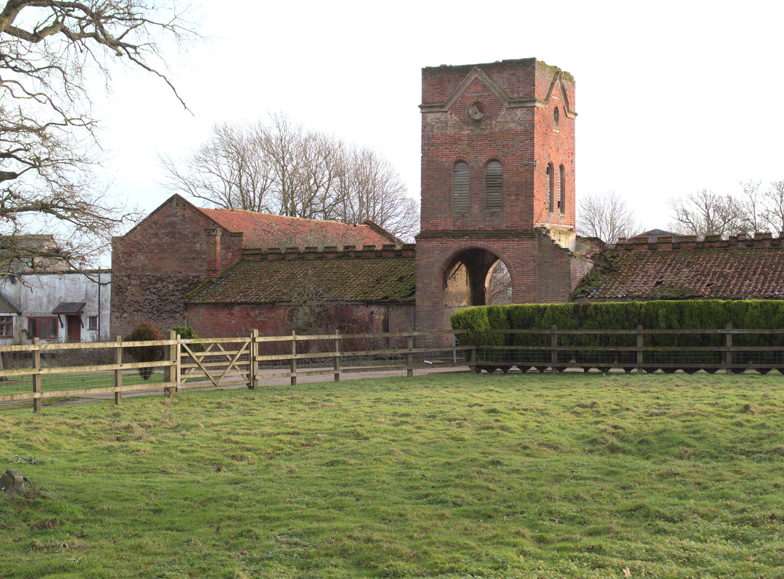 Another view of the clock tower from The BBs do a Recording, Hethel, Norfolk - 18th January 2015