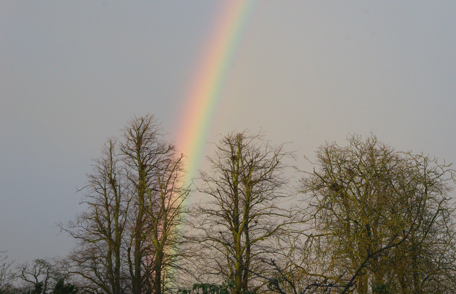 There's a rtainbow over the Oaksmere from The BBs do a Recording, Hethel, Norfolk - 18th January 2015